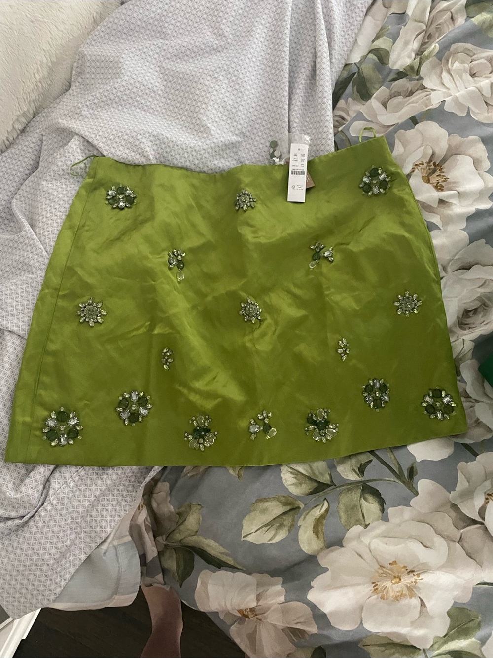 Jcrew Green Embellished Mini Skirt